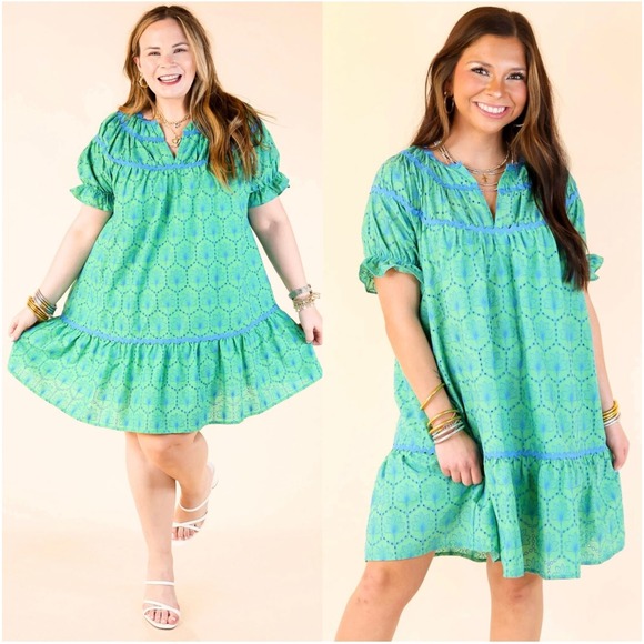 Umgee Emerald and Sky Mini Dress - Picture 4 of 10